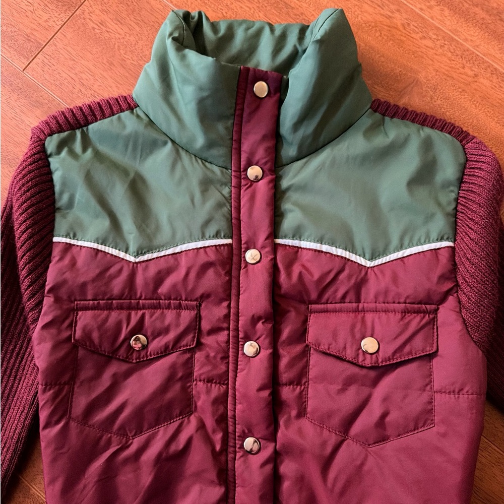 Vintage Mossimo Burgundy Puffer Sweater Jacket - Size S - Picture 4 of 11